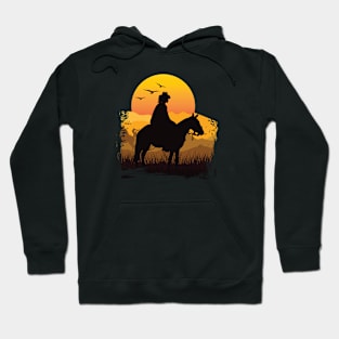 Cowgirl Riding Sun Retro Vintage T-Shirt Hoodie